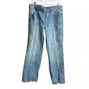 Harley Davidson Studded and Embroidered Flames Women's Jeans 12 Petite